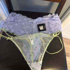 Cacique Lace Panty Set - Lavender and Lime